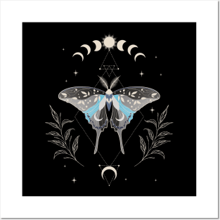 Demiboy Luna Moth Celestial Cottagecore LGBT Pride Flag Posters and Art